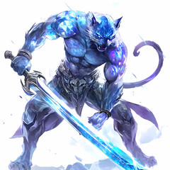 black panther with sword