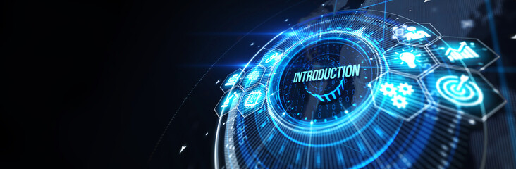 Business, technology, internet and network concept. Virtual screen of the future and sees the inscription: Introduction. 3d illustration