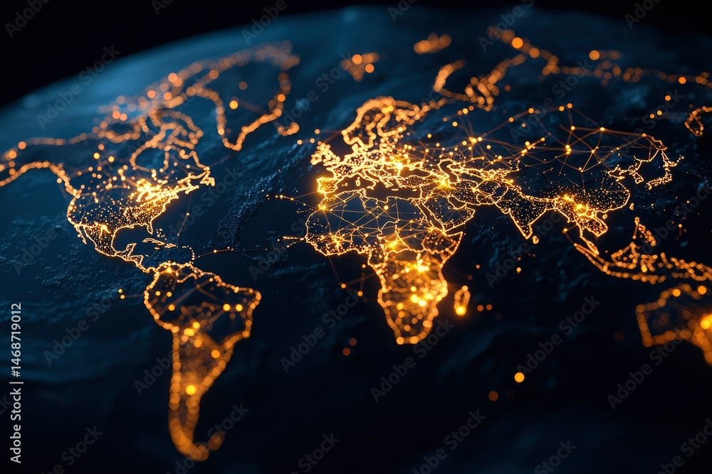 Poster global illuminated network map