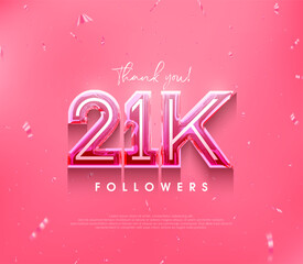 21k followers design for a thank you. in a soft pink color.