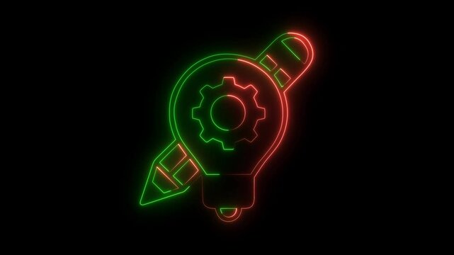 Conceptual Generic color lineal  color icon  on black background.