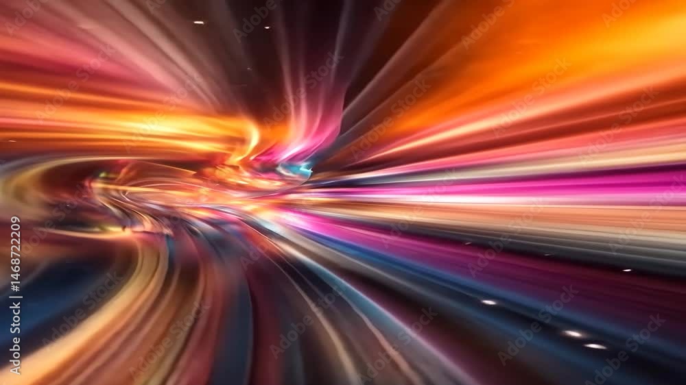 Poster abstract motion blur background with vibrant colors speeding through a tunnel of light with dynamic 