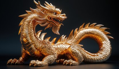 Fototapeta premium Golden Dragon Sculpture