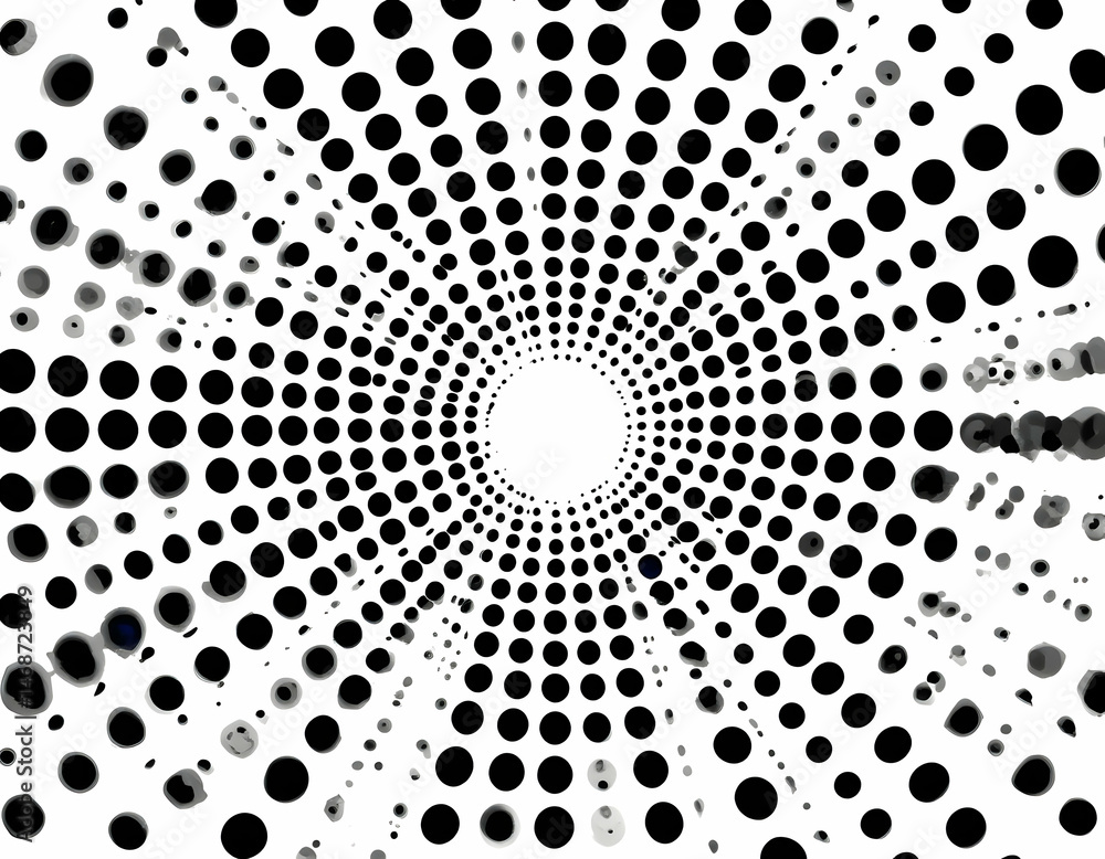 Poster abstract circle pattern with tunnel effect in black and white