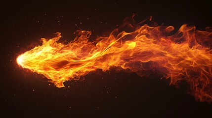 Fiery, streaking projectile of intense heat against a dark background.