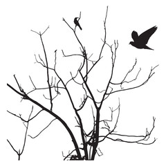 Graceful Bird Flying Above Forest Trees – Elegant Nature Scene Vector Illustration for Wildlife and Outdoor Concepts.