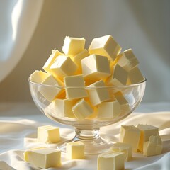 Butter cube in a crystal bowl