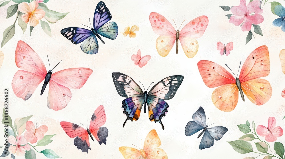 Poster softly tinted butterflies adorn a gentle backdrop, their elegant pattern creating a feeling of tranq