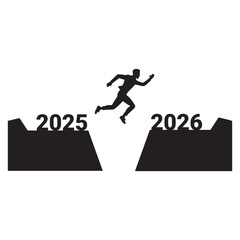 A Conceptual Leap Into the Future: A Human Jump from 2025 to 2026, Symbolizing Time Transition and Progress . Thank You . 