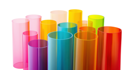 Colorful Cylindrical Tubes Arranged in Variant Pattern with Abstract Geometric Design