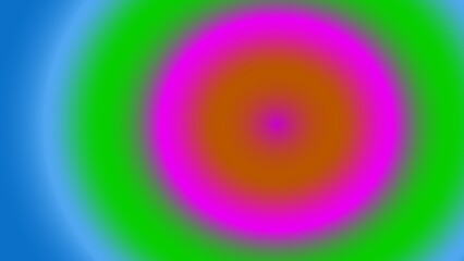 Concentric circles of vibrant, blurred hues; blue, green, pink, orange