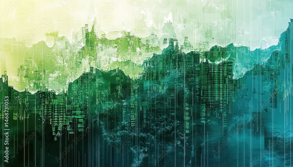 Poster abstract grungy background with green and blue color gradient texture design art element creative st