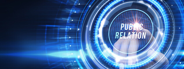 PR Public relations concept. Communication advertising marketing strategy.