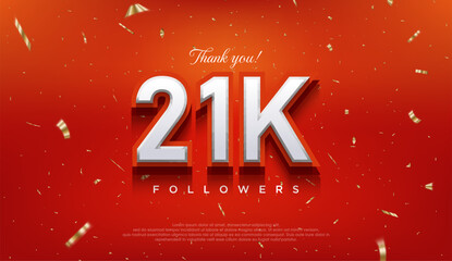 Elegant number to thank 21k followers, the latest premium vector design.