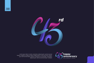 Colorful 43rd Anniversary Celebration Design with Artistic Gradient Number and Dark Background