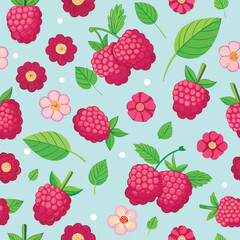 seamless pattern with raspberries