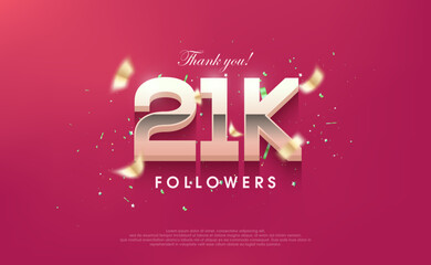 Thank you 21k followers, vector background design for social media posts.