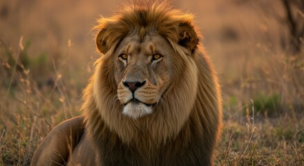 Fototapeta premium Majestic lion in golden light