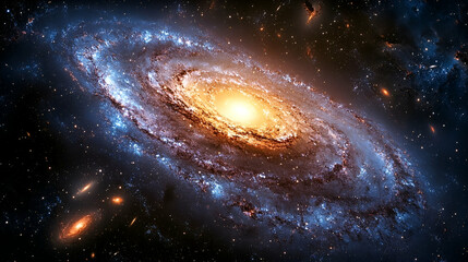 Fototapeta premium A spiral galaxy's vibrant cosmic structure.