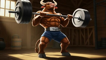 Mighty Bull Weightlifting in Rustic Barn Gym - Powered by Adobe