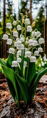 Fototapeta premium Lily of the Valley in the Forest