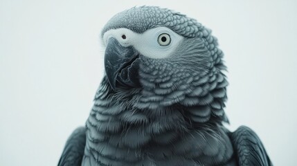 Obraz premium African Grey Parrot Portrait, Studio Shot, Blurred Background, Pet