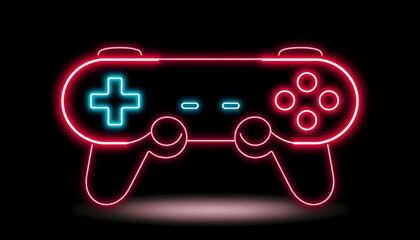 Neon video game icon control game vector illustration. light banner , with white tonespng