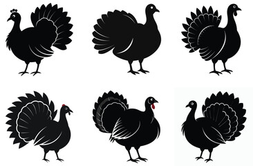 Set of Turkey Silhouettes Vector Illustration