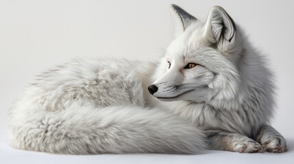 Naklejka premium Arctic fox resting, studio shot, white background