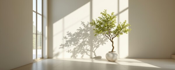 Minimalist Interior with Plant and Sunlight