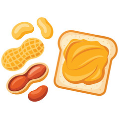 Peanuts and butter snack isolated vector illustration on white background
