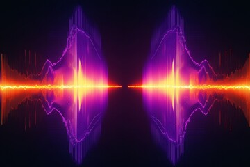 Pulsating Purple and Orange Audio Waveform Visualization