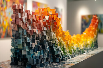 Obraz premium Colorful mosaic art piece displays dynamic form.