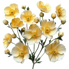Delicate Yellow Flowers: A cluster of dainty, pale yellow flowers, each with a delicate heart and velvety petals, radiate subtle beauty and freshness.