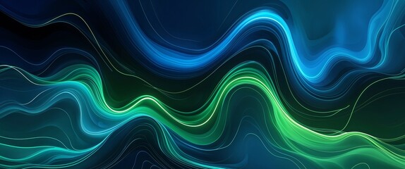 Dark electric blue and glowing green color abstract background
