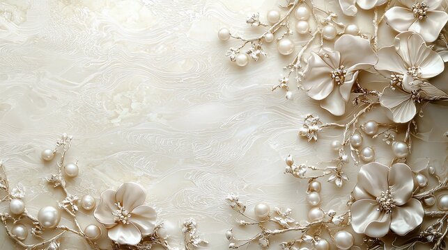 Elegant pearl flowers wedding invitation background