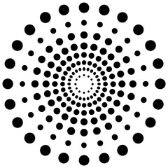 Matrix grid of dots arranged in a radial design