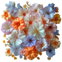 Fototapeta premium Floral Symphony: A vibrant array of colorful blooms arranged in a captivating composition, showcasing the beauty of nature and the artistry of floral design.