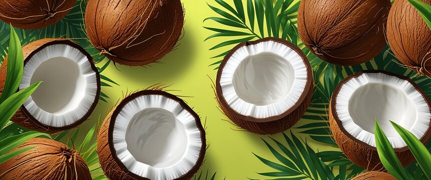 Joyful ripe coconut brown and lime green color abstract background