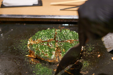 Monjayaki and Okonomiyaki, traditional food of Tokyo, Japan