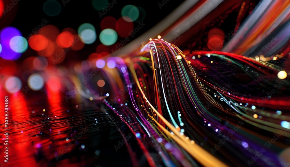 Poster colorful data flow in cyber network style