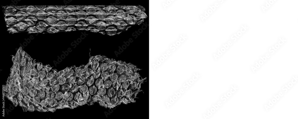 Poster floating bubble wrap elements for packaging scenes and layouts on a transparent or white background