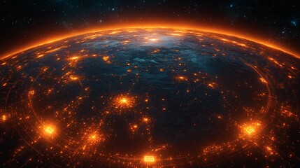 Obraz premium Stylized planet earth night view