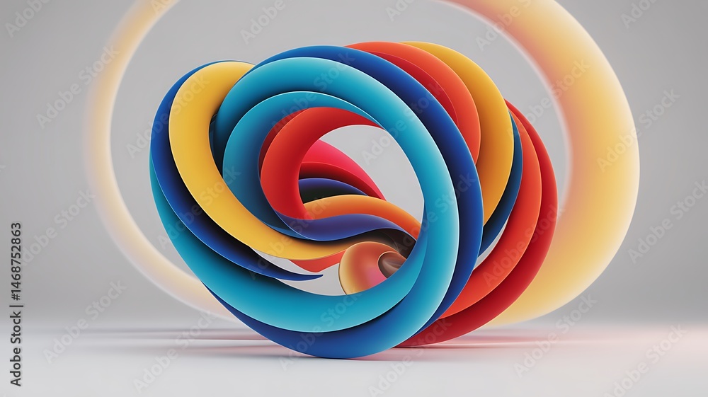 Poster abstract colorful swirl on gray background minimalist design