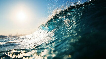Powerful ocean wave crashing