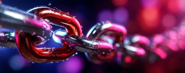 Close-Up of Interconnected Chain Elements Symbolizing Blockchain Network