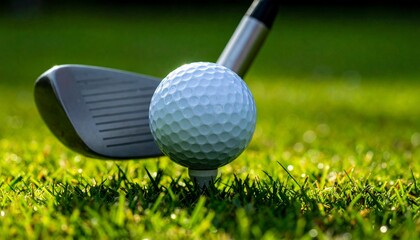 Close-up of the moment the club head meets the stationary golf ball