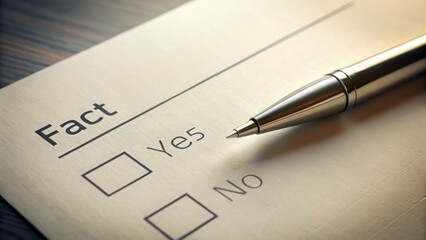 Pen and Paper Checklist for Facts and Opinions on Table