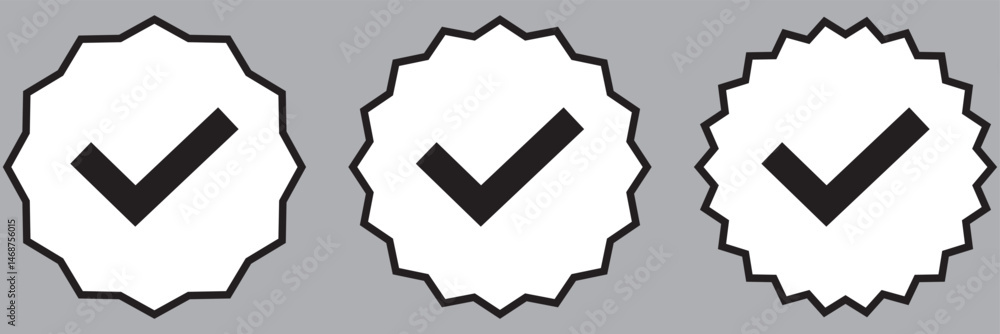 Poster tick mark icon. account verification icon collection. verified badge icon set. social media account 