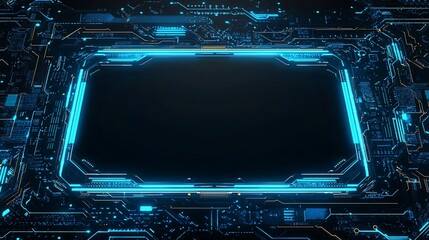 Futuristic tech frame, circuit board background